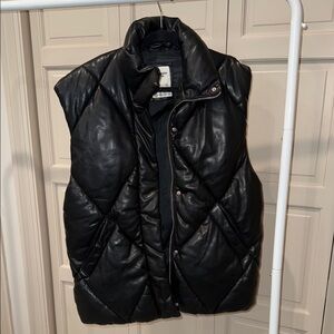 Abercrombie & Fitch Black Quilted Leather Vest